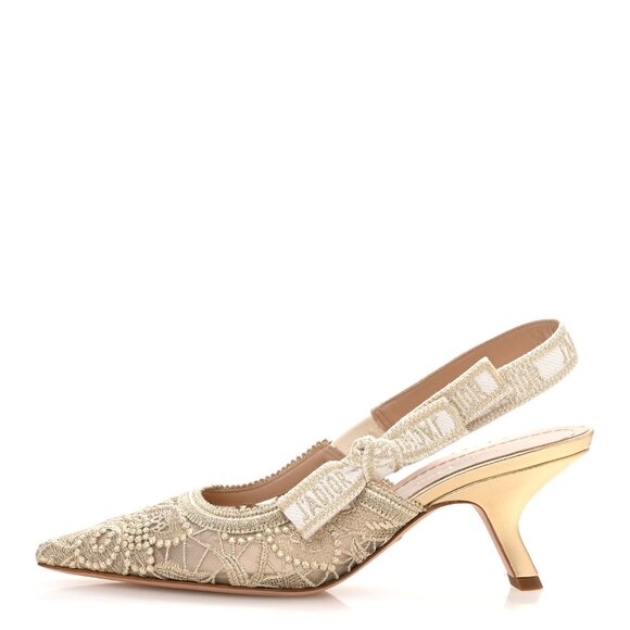 DIOR J'ADIOR Butterfly Macrame Embroidered Slingback Sandals Heels Pumps - Picture 1 of 15